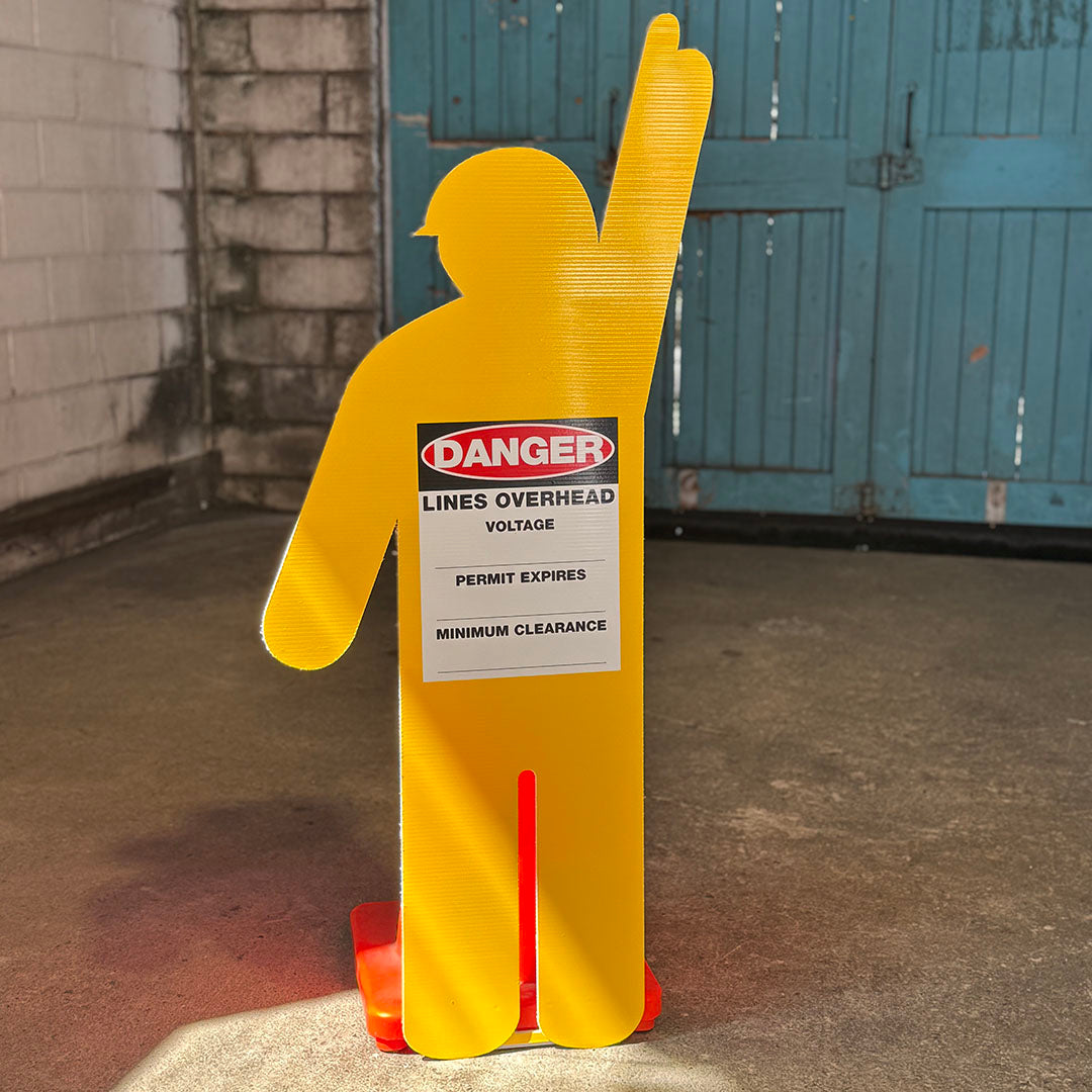 Corflute Power Line Safety Man Sign